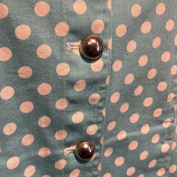 💥Host Pick 💥 Christopher & Banks Polka Dot Denim Jacket Size Medium Petite - Picture 5 of 13